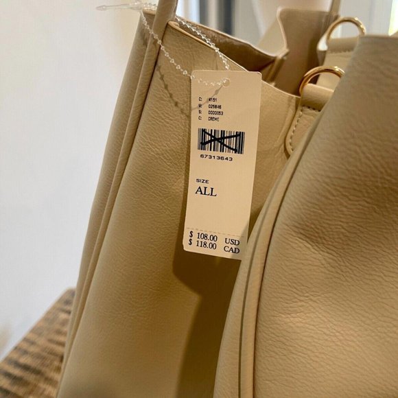 Anthropologie The Hollace Tote Ivory Vegan Leather Tote with inner removable bag - Picture 12 of 12